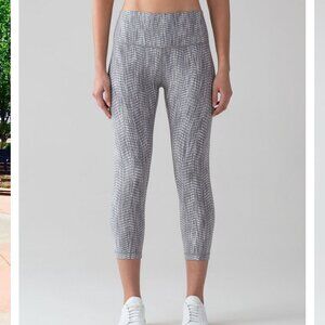 Lululemon Wunder Under Crop Hi-Rise 21" Arrow Jacquard Battleship Silver Spoon